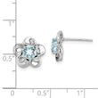 Sterling Silver Aquamarine Floral Earrings with Rhodium-Plated Finish
