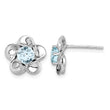 Sterling Silver Aquamarine Floral Earrings with Rhodium-Plated Finish - Birthstone Company