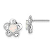 Sterling Silver Opal Button Earrings with Rhodium Plating Lightweight Floral Design