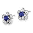 Sterling Silver Rhodium-Plated Sapphire Floral Earrings Elegant, Lightweight Design - Birthstone Company