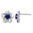 Sterling Silver Rhodium-Plated Sapphire Floral Earrings Elegant, Lightweight Design - Birthstone Company