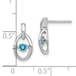 Sterling Silver Blue Topaz Drop Earrings with Rhodium Finish