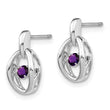 Sterling Silver Amethyst Birthstone Earrings with Rhodium Finish