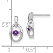 Sterling Silver Amethyst Birthstone Earrings with Rhodium Finish