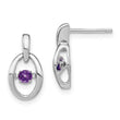 Sterling Silver Amethyst Birthstone Earrings with Rhodium Finish