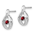 Sterling Silver 925 Garnet Birthstone Dangle Earrings with Rhodium Finish - Birthstone Company