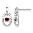 Sterling Silver 925 Garnet Birthstone Dangle Earrings with Rhodium Finish - Birthstone Company
