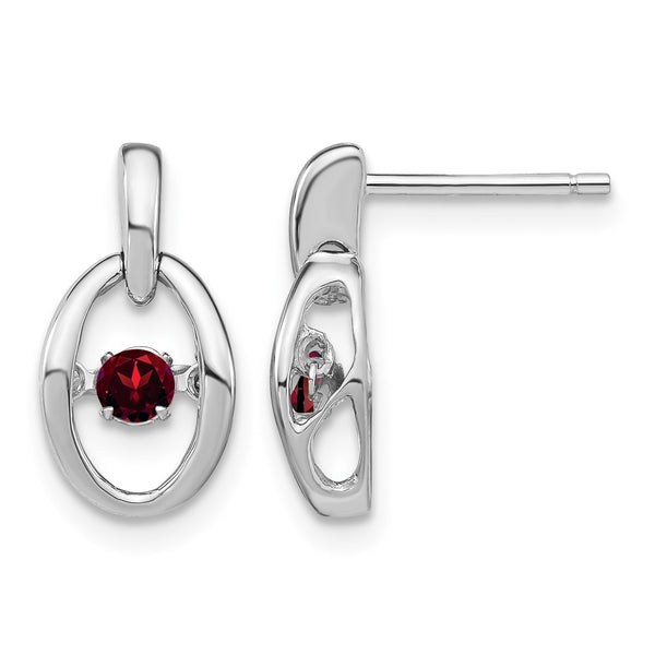 Sterling Silver 925 Garnet Birthstone Dangle Earrings with Rhodium Finish - Birthstone Company