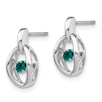 Sterling Silver Alexandrite Drop Earrings with Rhodium Finish