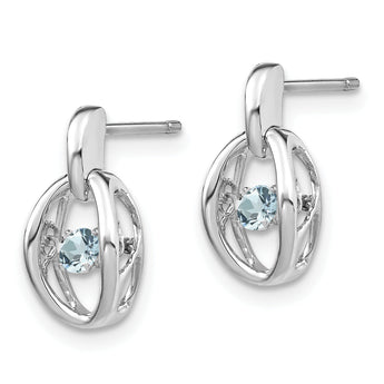 925 Sterling Silver Aquamarine Drop Earrings with Polished Rhodium Finish