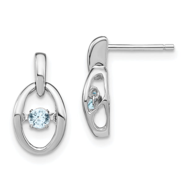 925 Sterling Silver Aquamarine Drop Earrings with Polished Rhodium Finish