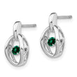 Sterling Silver Rhodium Plated Birthstone Drop Earrings with Created Emerald - Birthstone Company