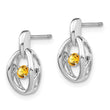 Sterling Silver Citrine Birthstone Earrings with Rhodium Finish November