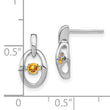Sterling Silver Citrine Birthstone Earrings with Rhodium Finish November
