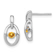 Sterling Silver Citrine Birthstone Earrings with Rhodium Finish November