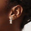 Sterling Silver Rhodium-plated w/12K Accents Owl Post Earrings