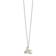 Sterling Silver Rhod-pltd w/12K Accents Hummingbird 18in Necklace