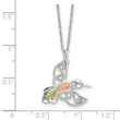 Sterling Silver Rhod-pltd w/12K Accents Hummingbird 18in Necklace