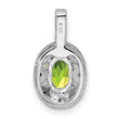 Sterling Silver Rhodium-Plated Peridot and Diamond Pendant Polished Oval Design