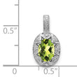 Sterling Silver Rhodium-Plated Peridot and Diamond Pendant Polished Oval Design