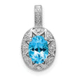 Sterling Silver Blue Topaz & Diamond Pendant with Rhodium Polish December Birthstone