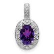 Sterling Silver Rhodium-Plated Amethyst & Diamond Pendant Elegant Polished Finish