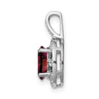 Sterling Silver 925 Garnet & Diamond Pendant with Polished Rhodium Finish - Birthstone Company