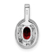 Sterling Silver 925 Garnet & Diamond Pendant with Polished Rhodium Finish