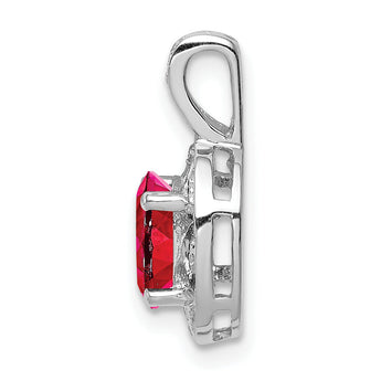 Sterling Silver Rhodium-Plated Ruby & Diamond Pendant