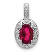 Sterling Silver Rhodium-Plated Ruby & Diamond Pendant