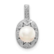 Sterling Silver Rhodium-Plated Cultured Pearl & Diamond Pendant Elegant June Birthstone Jewelry