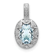 925 Sterling Silver Aquamarine & Diamond Pendant with Rhodium Finish