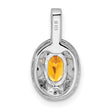 Sterling Silver 925 Rhodium-Plated Citrine and Diamond Pendant Elegant November Birthstone