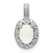 Sterling Silver 925 Opal & Diamond Pendant with Rhodium Finish Elegant October Birthstone