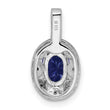 Sterling Silver Rhodium-Plated Sapphire and Diamond Pendant Polished Oval Design