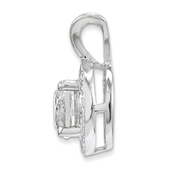 Sterling Silver 925 Rhodium-Plated Diamond & White Topaz Pendant Elegant Polished Design