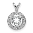 Sterling Silver 925 Rhodium-Plated Diamond & White Topaz Pendant Elegant Polished Design
