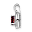 Sterling Silver Rhodium-Plated Garnet and Diamond Pendant Natural, Polished Finish - Birthstone Company