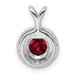 Sterling Silver Rhodium-Plated Garnet and Diamond Pendant Natural, Polished Finish - Birthstone Company