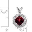 Sterling Silver Rhodium-Plated Garnet and Diamond Pendant Natural, Polished Finish