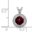 Sterling Silver Rhodium-Plated Garnet and Diamond Pendant Natural, Polished Finish - Birthstone Company