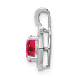 Sterling Silver Rhodium-Plated Ruby and Diamond Halo Pendant Elegant July Birthstone