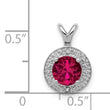 Sterling Silver Rhodium-Plated Ruby and Diamond Halo Pendant Elegant July Birthstone