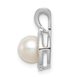 Sterling Silver & Pearl Pendant with Diamonds Polished & Rhodium-Plated