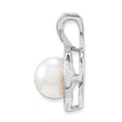 Sterling Silver & Pearl Pendant with Diamonds Polished & Rhodium-Plated
