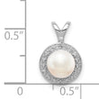 Sterling Silver & Pearl Pendant with Diamonds Polished & Rhodium-Plated