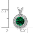 Sterling Silver Emerald & Diamond Rhodium-Plated Pendant Elegant May Birthstone Design