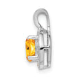 Sterling Silver 925 Rhodium-Plated Citrine & Diamond Pendant Polished Elegant Birthstone Design