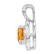 Sterling Silver 925 Rhodium-Plated Citrine & Diamond Pendant Polished Elegant Birthstone Design