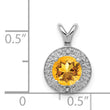 Sterling Silver 925 Rhodium-Plated Citrine & Diamond Pendant Polished Elegant Birthstone Design